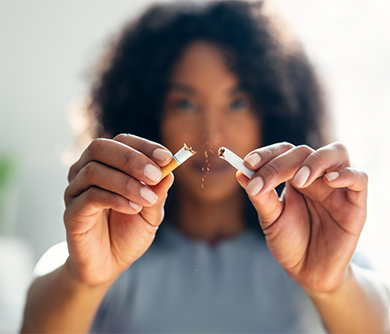Breaking a cigarette in half