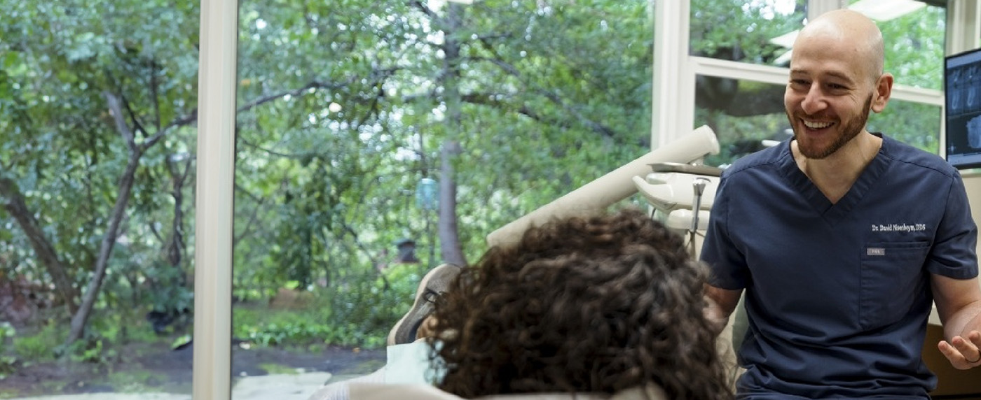 Dental patient looking out the window