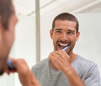 Man brushing his teeth