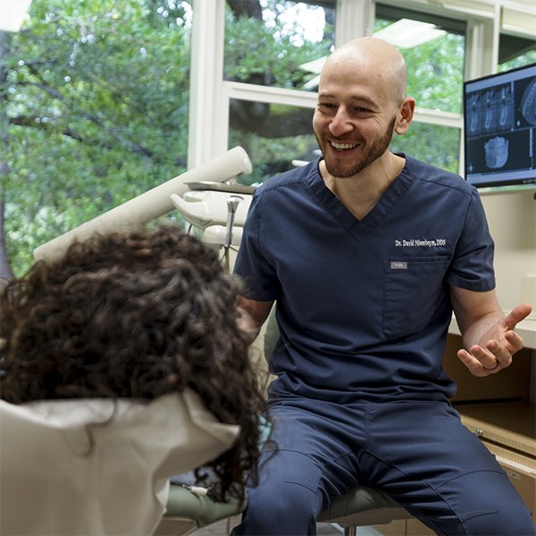 Dental patient looking out the window