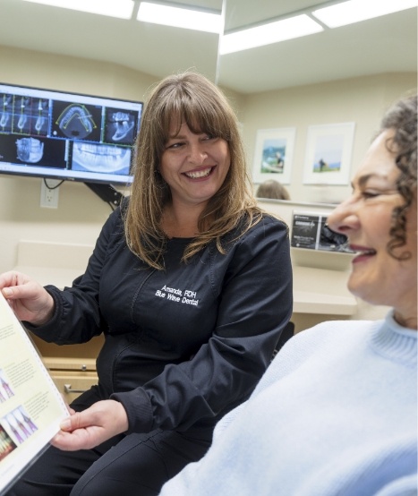 Showing dental patient pictures of teeth