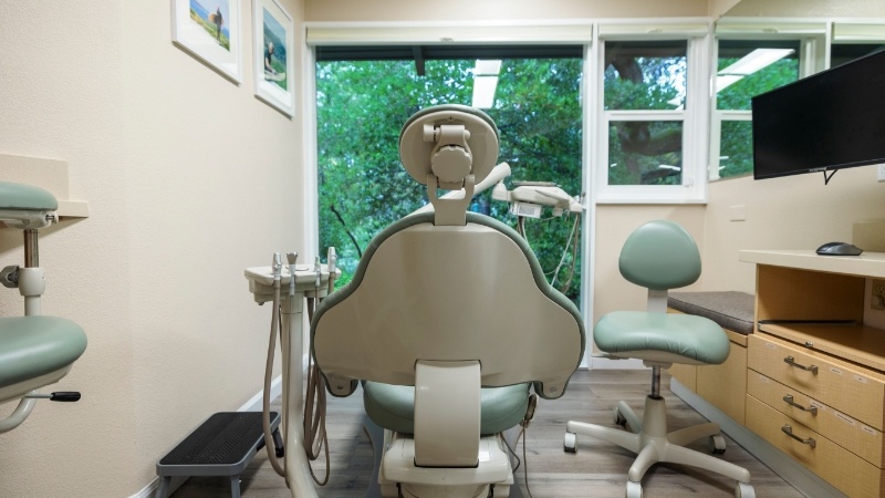 View of back of dental chair